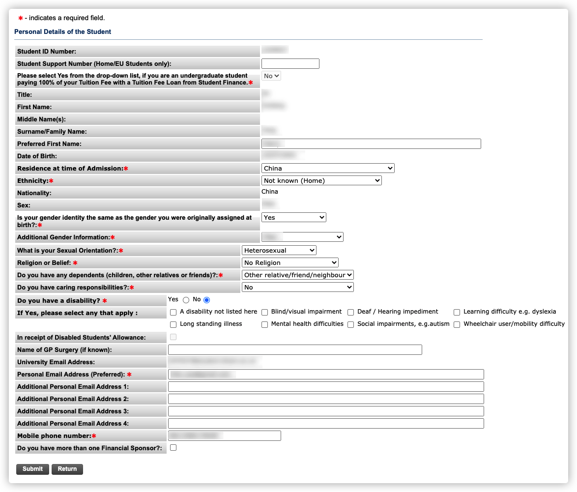 1. Personal Details